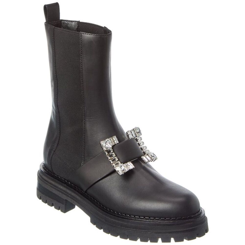 Sergio Rossi Biker Prince Leather Boot, Black
